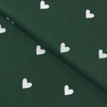 Goldea pamutvászon - szívecskék, sötétzöld alapon 160 cm