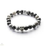 Gemini Classic Skull Grey jáspis karkötő S - C4S