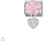 NOMINATION "Rózsaszín virág és szív függő" charm - 331814-01