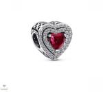 Pandora szív piros kővel charm - 799218C02