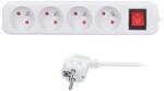 Solight Prelungitor Solight 5m, 4 prize, întrerupător, 16A/3680W, PVC, alb (PP33X)