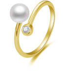 Beneto Nyitott aranyozott gyűrű valódi gyöngyökkel és cirkónium kővel AGG469P-G