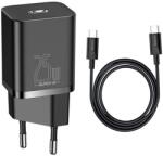 Baseus hálózati töltő (USB-C aljzat, 10V/3A, 25W, USB-C kábel, fekete) (CCCJG25CE_B)