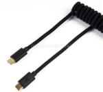 KEYCHRON Coiled Aviator USB-C M/M adatkábel 0.9m fekete (+USB-C - USB-A adapter) (CAB-B) (CAB-B)