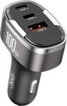 XO autós töltő CC61 PD QC 3.0 100W 1x USB 1x USB-C 1x Lightning szürke