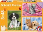 Schmidt Spiele Puzzle játék 3x 48 darabos Kedvenc háziállat kölykök (56361)