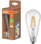 OSRAM E27 LED Edison, 5W, 1055 lm, 2700 K, melegfehér, áttetsző üveg-75 W izzó helyett - Superstar+ Classic Edison filament (4058075839809)