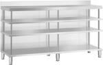 Royal Catering Bárpult - rozsdamentes acél - 200 x 60 x 115 cm - 4 polc - hátlap - Royal Catering (RCSBW-6)
