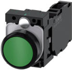 Siemens 3SU1100-0AB40-1FA0 komplett nyomógomb, zöld, 1NO+1NC, csavaros Sirius (3SU11000AB401FA0)