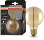OSRAM E27 LED 2, 2W, 120 lm, 2700 K, melegfehér, arany színű színű üveg-10 W izzó helyett - Vintage 1906 Classic Globe95 Gold filament (4099854049934)