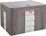 Flippy Összecsukható tárolódoboz, Flippy, Cipzárral, 100 L, Textil, 60x42x40 cm, Szürke, Két ablakkal (124126)