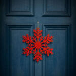  Karácsonyi dekoráció - jégkristály - glitteres piros - akasztható - 31 cm (59704C)