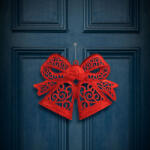  Karácsonyi dekoráció - masni - akasztható - piros - 35 cm (59705C)