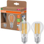 OSRAM E27 LED 7, 2W, 1521 lm, 4000 K, hidegfehér, áttetsző üveg-100 W normál izzó helyett, 2 darabos - Superstar+ Classic A filament (4099854259838)