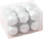 LAALU Karácsonyi dísz - gömb, ezüst, csillámos, átmérő 4 cm, 12 db (LAU-1987)