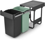 Brabantia Cos de gunoi colectare selectiva Brabantia Sort&Go 1008862, 2x15 L, Montaj intern cu cadru telescopic, Gri/verde (1008862) Cos de gunoi
