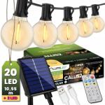 Lumileds Napelemes kerti girland napelemes lámpák 10m 20x Led izzó Golyók Távirányító (5904422794668)