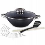 kamille Wok Öntöttvas Serpenyő 32cm Indukciós Fedél Kamille (KM-4807MR)