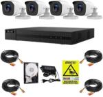 HiLook Kit supraveghere Hikvision Hilook, 4 camere 2MP, IR 20m, DVR 4 canale, 4MP, Accesorii, HDD 500GB, Autocolant Rovision (48454-)