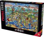 Anatolian Пъзел Anatolian - Карта на Европа, 1500 части (P4557)