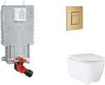 GROHE Uniset - Készlet fali beépítéshez, WC, SoftClose ülőkével és Skate Cosmopolitan gombbal, csiszolt Cool Sunrise SANI15BB4116 (SANI15BB4116)