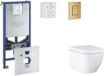 GROHE Rapid SLX - Készlet fali beépítéshez, WC, SoftClose ülőkével és Skate Cosmopolitan gombbal, Triple Vortex, csiszolt Cool Sunrise SANI11BB4106 (SANI11BB4106)