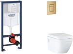GROHE Rapid SL - Készlet fali beépítéshez, WC, SoftClose ülőkével és Skate Cosmopolitan gombbal, csiszolt Cool Sunrise SANI11BB4131 (SANI11BB4131)