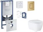 GROHE Rapid SLX - Készlet fali beépítéshez, WC, SoftClose ülőke, Skate Cosmopolitan gombok és bedobható tabletta készlet, csiszolt Cool Sunrise SANI11BB4150 (SANI11BB4150)