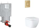 GROHE Uniset - Készlet fali beépítéshez, WC, SoftClose ülőkével és Skate Cosmopolitan gombbal, Triple Vortex, csiszolt Cool Sunrise SANI15BB4106 (SANI15BB4106)