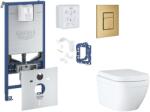 GROHE Rapid SLX - Készlet fali beépítéshez, WC, SoftClose ülőke, Skate Cosmopolitan gombok és tablet bedobható készlet, Triple Vortex, csiszolt Cool Sunrise SANI11BB4144 (SANI11BB4144)