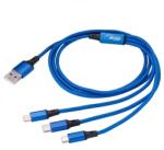 Akyga 3az1-ben USB-A - USB Micro B/USB type C/Lightning töltőkábel 1.2m kék-fekete (AK-USB-27) (AK-USB-27) (AK-USB-27)