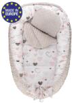 BOMIMI Cuib Bomimi HARMO cu pernă din minky, inimioare gri (BO2313GRY034)