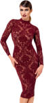 Noir Handmade F384 Kink Royal Midi Dress Burgundy XXL