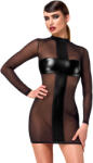 Noir Handmade F369 Crossfire Mesh & Wetlook Mini Dress Black L