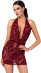 Noir Handmade F385 Kink Royal Cascade Mini Dress Burgundy XXL