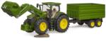 BRUDER John Deere 7R 350 traktor homlokrakodóval és tandemtengelyes billenő pótkocsival Ajánlott 3-14 éves korig fiúknak (06904)