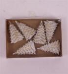  Dekoráció fenyőfa öntapadós poly 4, 1x2, 5x0, 7cm 6db/csomag fehér-arany (047904)