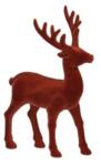  Dekoráció szarvas flokkolt álló műanyag 13, 5x21cm rozsdabarna (288537)