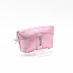 Amnisu metál rózsaszín egy cipzáras egyenes köves bőr kulcstartó e4001