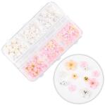  Körömdísz - 3D virág 180db fehér-rózsaszín