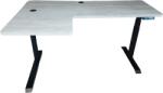 L alakú asztal Elektromosan állítható magasságú, 70-120 cm, L-alakú BAL-os íróasztal, 4 memória, USB, FEKETE vagy FEHÉR váz Gentlmen asztallappal
