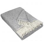 Interblanket Вълнено Одеяло 150 × 200 См - 100% Естествена Вълна, Сиво С Ресни