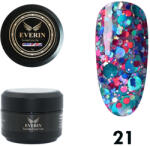 Everin Twinkle Color Gel EVERIN 5ml - 21 | Gel Color Albastru-Turcoaz cu Sclipici Roz și Violet Holografic (TE21)