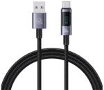 USAMS SUFENG adatkábel (USB - Type-C, 66W, gyorstöltő, 120cm, LED kijelző) SÖTÉTSZÜRKE (SJ673USB01)