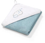Babyono Prosop bumbac flausat cu gluga albastru Babyono 76 X 76 cm 141 09 (141/09)