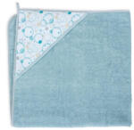 Ceba Baby Prosop Baie cu Gluga Copii, 100%Bumbac, 460g m2, Moale, Absorbant, Ceba Baby 100x100cm, printed line bubles, albastru, 815-111-585 (815-111-585)