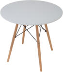 AMOSHOP Masa living - diametru 90 - blat MDF alb - picioare fag (MLN-90R-ALB)