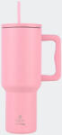 Estia Home Art Straw Tumbler XL Save the Aegean Reciclabil Pahar cu mâner Termos Oțel inoxidabil Fără BPA 1.2lt Blossom Rose cu Pai și Mâner 01-32210 (01-32210)