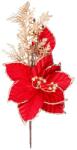 MagicHome MagicHome karácsonyi virág, Poinsettia, piros, arany szegéllyel, szár, virágméret: 31 cm (ST8091546)
