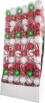 MagicHome MagicHome karácsonyi gömbök, 14 db, piros-fehér, díszített, karácsonyfára, 8 cm, termékdoboz 24 tubu (ST8091522)
